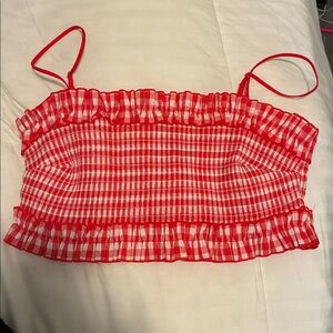 Red and White Gingham Crop Top